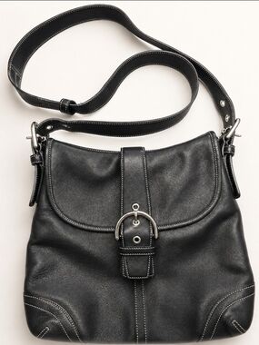 Coach Penelope Black Pebbled Leather Hobo Bag 13159